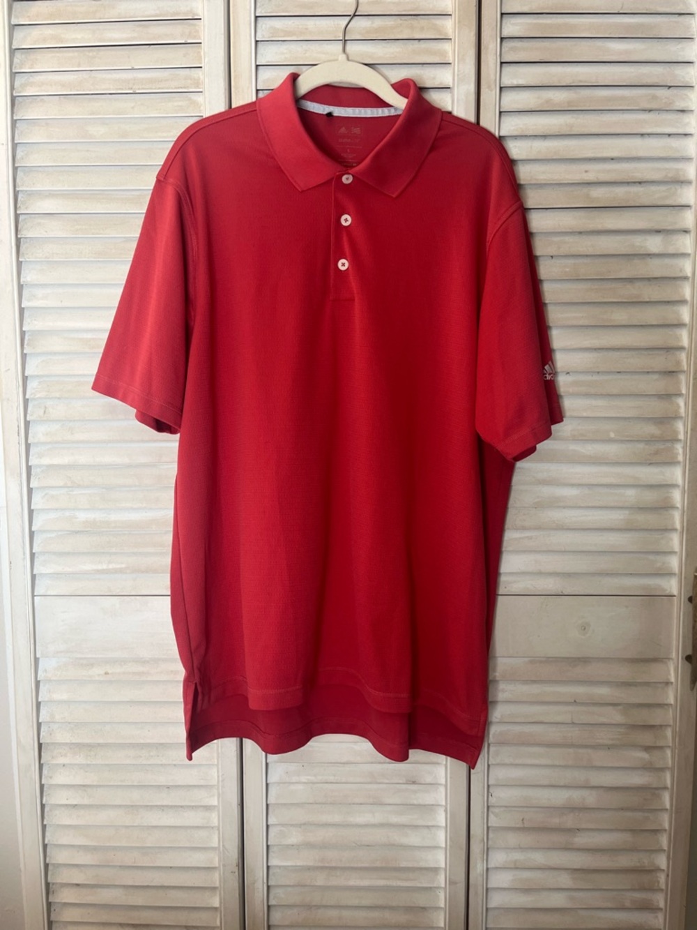 Adidas Red-ish/Coral Short-Sleeve Golf Polo Shirt Breathable Material